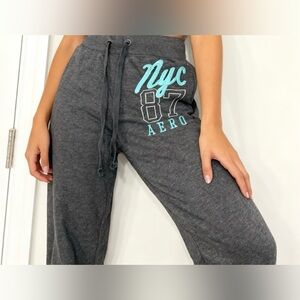 Aeropostale Charcoal Sweatpants with Teal Stitching